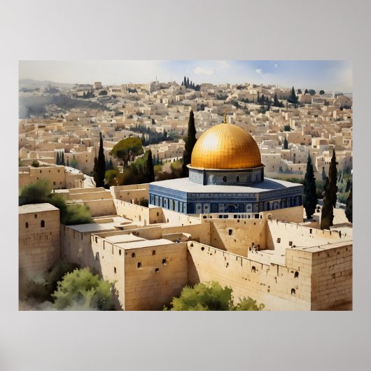 Jerusalem Israel Aquarellkunst Poster (Vorne)