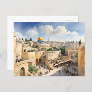 Jerusalem Israel Aquarellkunst Postkarte