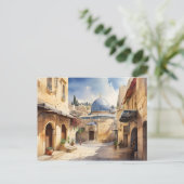 Jerusalem Israel Aquarellkunst Postkarte (Stehend Vorderseite)