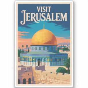 Jerusalem Israel Illustration Reise Kunst Vintage Aufkleber