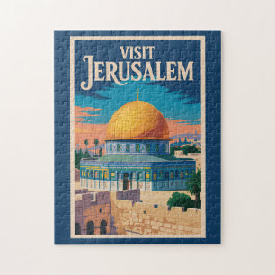 Jerusalem Israel Illustration Reise Kunst Vintage Puzzle