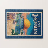 Jerusalem Israel Illustration Travel Art Vintage Puzzle (Horizontal)