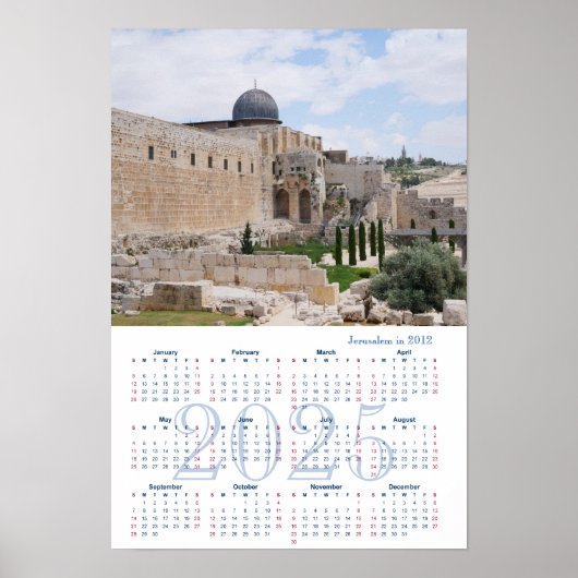 Jerusalem, Israel. Kalender 2025 Poster (Vorne)