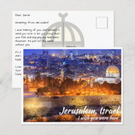 Jerusalem Israel mit Kuppel des Felsens bei Nacht Postkarte