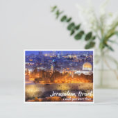Jerusalem Israel mit Kuppel des Felsens bei Nacht Postkarte (Stehend Vorderseite)