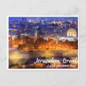 Jerusalem Israel mit Kuppel des Felsens bei Nacht Postkarte (Vorderseite)