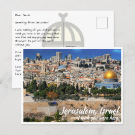 Jerusalem Israel mit Mauer und Kuppel des Felsens Postkarte