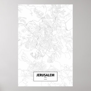 Jerusalem, Israel (schwarz auf weiß) Poster