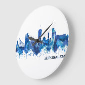 Jerusalem Israel Skyline Blue Große Wanduhr (Winkel)