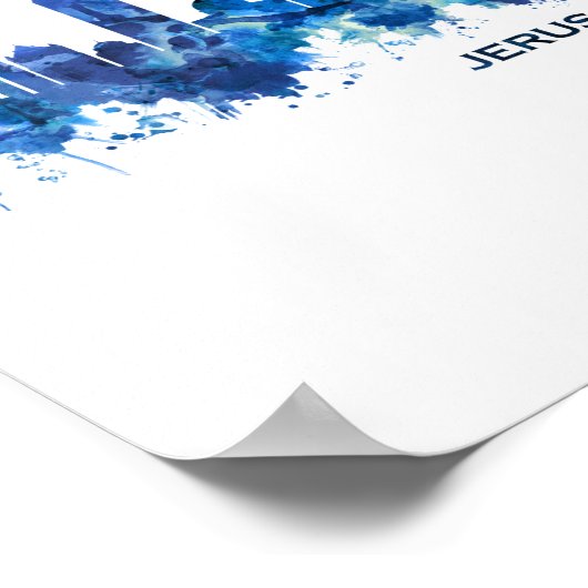 Jerusalem Israel Skyline Blue Poster (Ecke)