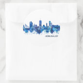 Jerusalem Israel Skyline Blue Runder Aufkleber (Tasche)