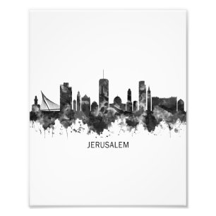 Jerusalem Israel Skyline BW Fotodruck