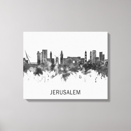 Jerusalem Israel Skyline BW Leinwanddruck (Vorderseite)