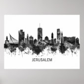 Jerusalem Israel Skyline BW Poster (Vorne)