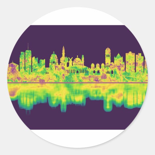 Jerusalem Israel Skyline Runder Aufkleber (Vorderseite)
