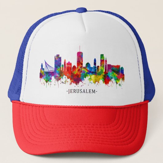Jerusalem Israel Skyline Truckerkappe (Vorderseite)