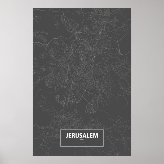 Jerusalem, Israel (weiß auf schwarz) Poster (Vorne)