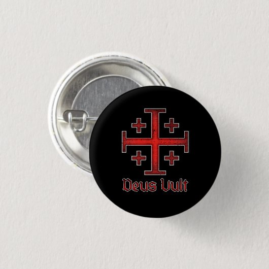 Jerusalem Knight Templar Kreuzfahrer Cross Deus Vu Button (Vorne & Hinten)