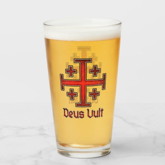 Jerusalem Knight Templar Kreuzfahrer Cross Deus Vu Glas (Vorne (Gefüllt))
