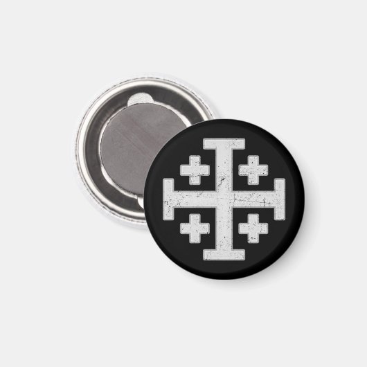 Jerusalem Knight Templar Kreuzfahrer Cross Deus Vu Magnet (Vorderseite/Rückseite)