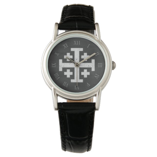 Jerusalem Knight Templar Kreuzfahrer Kreuz Christl Armbanduhr (Vorderseite)