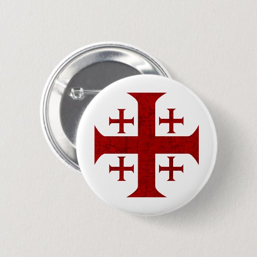 Jerusalem-Kreuz, beunruhigt Button (Vorne & Hinten)