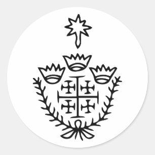 Jerusalem-Kreuz historisches Pilgertattoo-Siegel Runder Aufkleber