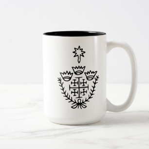 Jerusalem-Kreuz historisches Pilgertattoo-Stempel Zweifarbige Tasse
