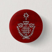 Jerusalem-Kreuz-Pilger-Tattoo-Stempel rot Button (Vorderseite)