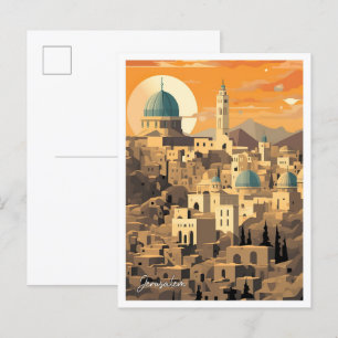 Jerusalem Kunst Reise Illustration Postkarte