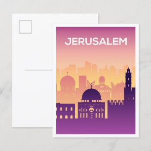 Jerusalem Kunst Reise Illustration Postkarte