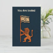 Jerusalem Löwe mit Flagge Einladung (Stehend Vorderseite)
