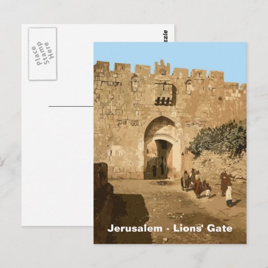 Jerusalem - Löwentor Postkarte (Vorne/Hinten)