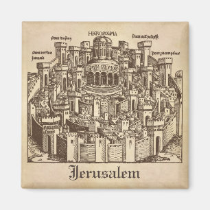 Jerusalem, mittelalterlicher Holzschnitt Magnet