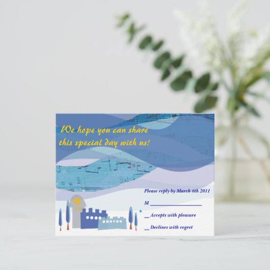 Jerusalem Musical Sky Bar Bat Mitzvah Einladung (Stehend Vorderseite)