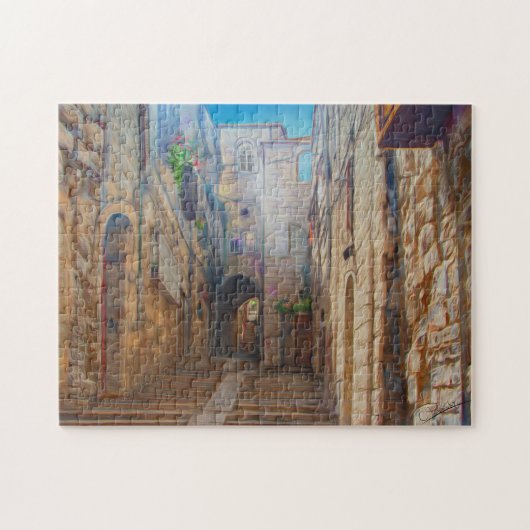 Jerusalem Old Street David City Israel Fine Art Ar Puzzle (Horizontal)