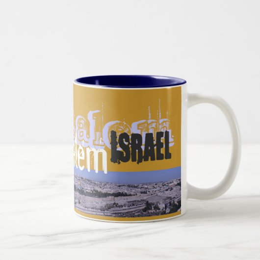Jerusalem-Panorama-Kaffee-Tasse Zweifarbige Tasse (Rechts)