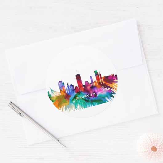Jerusalem Skyline Runder Aufkleber (Umschlag)