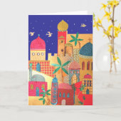 Jerusalem-Stadt-bunte Kunst Karte (Gelbe Blume)