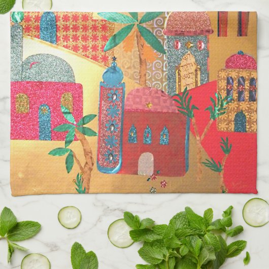 Jerusalem-Stadt-bunte Kunst Küchentuch (Gefaltet)