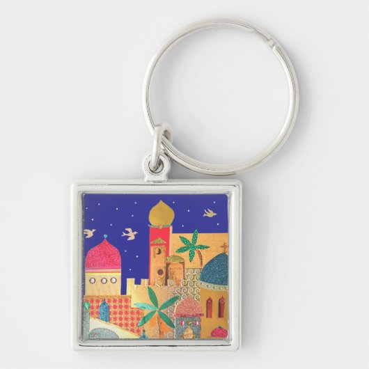 Jerusalem-Stadt-bunte Kunst Schlüsselanhänger (Vorne)