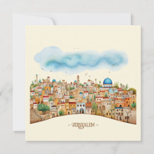Jerusalem-Stadtansicht Illustration Feiertagskarte