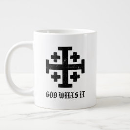 Jerusalem Tempelritter Kreuzfahrer Kreuz Deus Vult Jumbo-Tasse