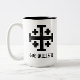 Jerusalem Tempelritter Kreuzfahrer Kreuz Deus Vult Zweifarbige Tasse
