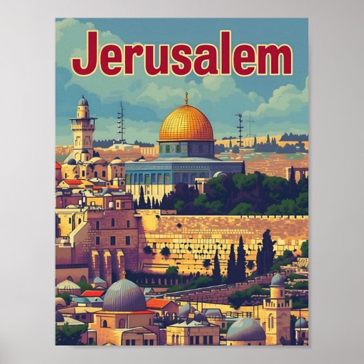 Jerusalem Vintage Kunstreise Illustration Poster (Vorne)