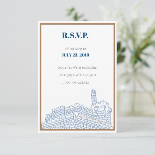Jerusalem Walls RSVP CARDS Einladung (Stehend Vorderseite)