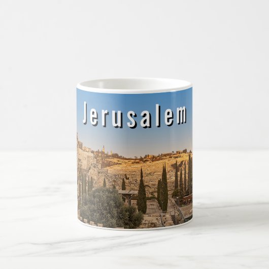 Jerusalem's Mount Olive and Al Aqsa Mosque Kaffeetasse (Mittel)