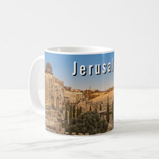 Jerusalems Ölberg und Al-Aqsa-Moschee Kaffeetasse (Vorderseite Links)