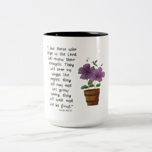 Jesaja 4031 Schrift mit Purple Hibiscus Zweifarbige Tasse
