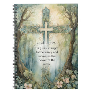 Jesaja 40:29 Bibelvers Kreuz Christliche Ermutigun Notizblock